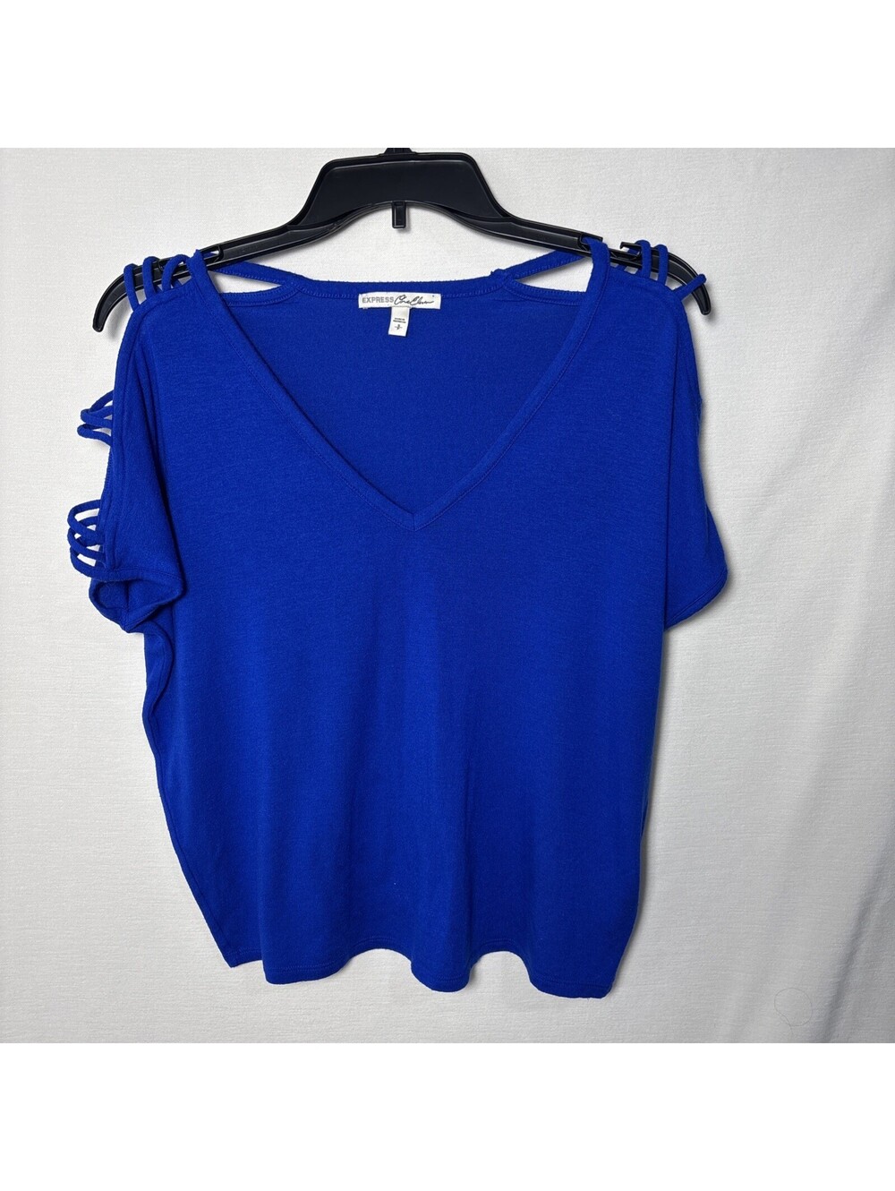 Women’s Blue Express One Eleven Short Sleeve Blue Ladder Cutout Sleeve Size S